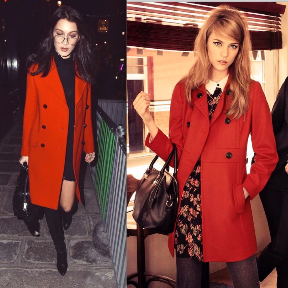 ❌Cherry Red Coat with Black and Gold Buttons